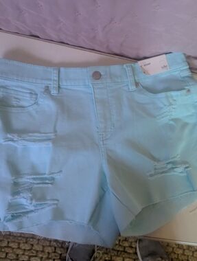 Light Blue Distressed Women’s Denim Shorts